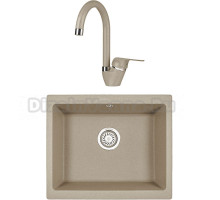 Комплект Мойка KRONA Quadrat W550-460 1, 55х46 см, sand + Смеситель Wasser H270 1, sand