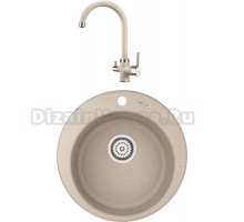 Комплект Мойка KRONA Runde D475 1, 47,5 см, sand + Смеситель Brunnen H270 1, sand