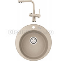 Комплект Мойка KRONA Runde D475 1, 47,5 см, sand + Смеситель Brunnen H290 1, sand