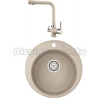 Комплект Мойка KRONA Runde D475 1, 47,5 см, sand + Смеситель Brunnen H315 1, sand