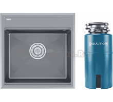 Комплект Мойка Paulmark Stepia 50 PM115051-GRM, серый металлик + Измельчитель Intenso I-500