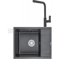 Комплект Мойка KRONA Flugel WR600-500 1, 60х50 см, black + Смеситель Wasser H300 1, black