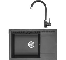 Комплект Мойка KRONA Flugel WRL780-500 1, 78х50 см, black + Смеситель Wasser H265 1, black