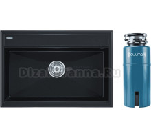 Комплект Мойка Paulmark Stepia 80 PM117551-BLM, черный металлик + Измельчитель Intenso I-800