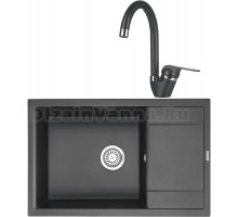 Комплект Мойка KRONA Flugel WRL780-500 1, 78х50 см, black + Смеситель Wasser H270 1, black