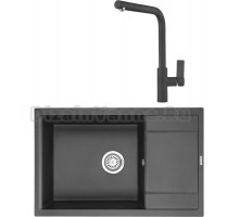 Комплект Мойка KRONA Flugel WRL780-500 1, 78х50 см, black + Смеситель Wasser H300 1, black