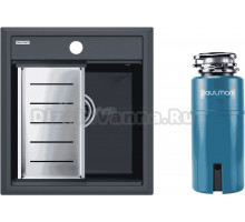 Комплект Мойка Paulmark Stepia PM114651-AN+A375-BS, с коландером, антрацит + Измельчитель Intenso
