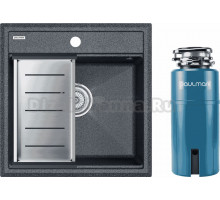 Комплект Мойка Paulmark Stepia PM115051-DG+A375-BS, с коландером, графит + Измельчитель Intenso