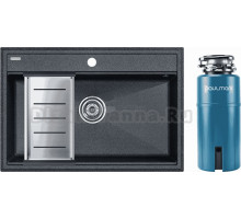 Комплект Мойка Paulmark Stepia PM117551-DG+A375-BS, с коландером, графит + Измельчитель Intenso