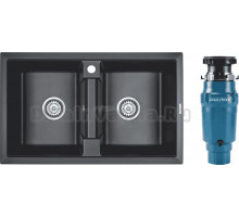 Комплект Мойка Paulmark Tandem 80/2PM238150-BL, черная + Измельчитель Intenso I-400