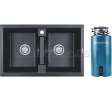 Комплект Мойка Paulmark Tandem 80/2PM238150-BLM, черный металлик + Измельчитель Intenso