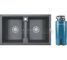 Комплект Мойка Paulmark Tandem 80/2PM238150-DG, графит + Измельчитель Intenso