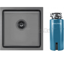 Комплект Мойка Paulmark Vista PM304444-GM, вороненая сталь + Измельчитель Intenso