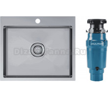 Комплект Мойка Paulmark Velten PM805951-BS, брашированная нержавеющая сталь + Измельчитель Intenso