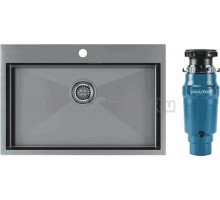 Комплект Мойка Paulmark Velten PM807551-GM, вороненая сталь + Измельчитель Intenso