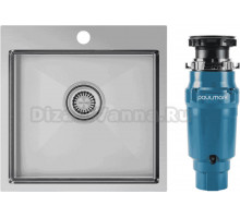 Комплект Мойка Paulmark Velten PM905151-BS, брашированная нержавеющая сталь + Измельчитель Intenso