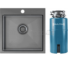 Комплект Мойка Paulmark Velten PM905151-GM, вороненая сталь + Измельчитель Intenso