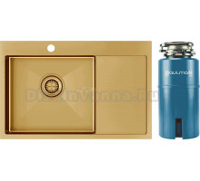 Комплект Мойка Paulmark Velten PM807851-BGL, L, золото + Измельчитель Intenso