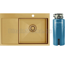 Комплект Мойка Paulmark Velten PM807851-BGR, R, золото + Измельчитель Intenso