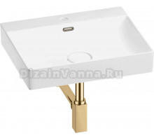 Накладная раковина Wellsee DeSire 201001783 55 глянцевая белая, золото, прямоугольная, фаянс, с 1 отверстием под смеситель