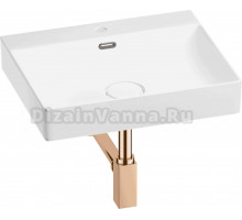 Накладная раковина Wellsee DeSire 201001784 55 глянцевая белая, розовое золото, прямоугольная, фаянс, с 1 отверстием под смеситель