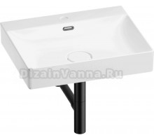 Накладная раковина Wellsee DeSire 201001787 55 глянцевая белая, матовая черная, прямоугольная, фаянс, с 1 отверстием под смеситель