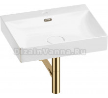 Накладная раковина Wellsee DeSire 201001788 55 глянцевая белая, золото, прямоугольная, фаянс, с 1 отверстием под смеситель