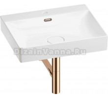 Накладная раковина Wellsee DeSire 201001789 55 глянцевая белая, розовое золото, прямоугольная, фаянс, с 1 отверстием под смеситель