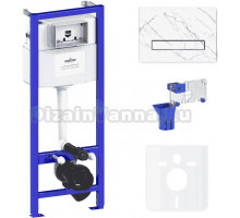 Инсталляция с кнопкой Lavinia Boho RelFix 77010057 цвет белый мрамор, крепление к полу и стене, с регулировкой по высоте, с функцией удаления запахов