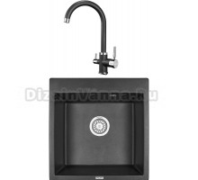 Комплект Мойка KRONA Quadrat W510-520 1, 51х50 см, black + Смеситель Brunnen H270 1, black