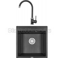 Комплект Мойка KRONA Quadrat W510-520 1, 51х50 см, black + Смеситель Wasser H265 1, black