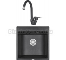 Комплект Мойка KRONA Quadrat W510-520 1, 51х50 см, black + Смеситель Wasser H270 1, black