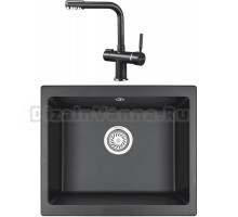 Комплект Мойка KRONA Quadrat W550-460 1, 55х46 см, black + Смеситель Brunnen H290 1, black