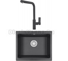 Комплект Мойка KRONA Quadrat W550-460 1, 55х46 см, black + Смеситель Wasser H300 1, black