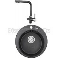 Комплект Мойка KRONA Runde D475 1, 47,5 см, black + Смеситель Brunnen H315 1, black