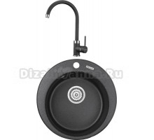 Комплект Мойка KRONA Runde D475 1, 47,5 см, black + Смеситель Wasser H265 1, black