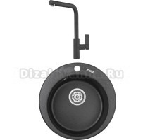 Комплект Мойка KRONA Runde D475 1, 47,5 см, black + Смеситель Wasser H300 1, black