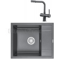 Комплект Мойка KRONA Flugel WR600-500 1, 60х50 см, graphite + Смеситель Brunnen H290 1, graphite