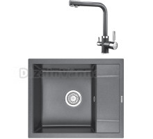 Комплект Мойка KRONA Flugel WR600-500 1, 60х50 см, graphite + Смеситель Brunnen H315 1, graphite