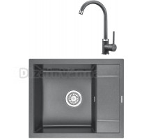 Комплект Мойка KRONA Flugel WR600-500 1, 60х50 см, graphite + Смеситель Wasser H265 1, graphite