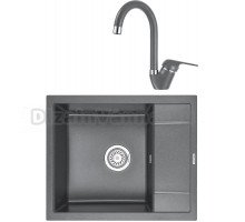 Комплект Мойка KRONA Flugel WR600-500 1, 60х50 см, graphite + Смеситель Wasser H270 1, graphite