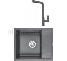 Комплект Мойка KRONA Flugel WR600-500 1, 60х50 см, graphite + Смеситель Wasser H300 1, graphite