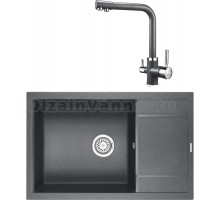 Комплект Мойка KRONA Flugel WRL780-500 1, 78х50 см, graphite + Смеситель Brunnen H315 1, graphite