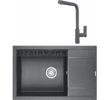 Комплект Мойка KRONA Flugel WRL780-500 1, 78х50 см, graphite + Смеситель Wasser H300 1, graphite