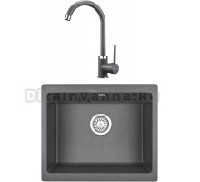 Комплект Мойка KRONA Quadrat W550-460 1, 55х46 см, graphite + Смеситель Wasser H265 1, graphite