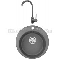 Комплект Мойка KRONA Runde D475 1, 47,5 см, graphite + Смеситель Wasser H265 1, graphite