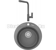 Комплект Мойка KRONA Runde D475 1, 47,5 см, graphite + Смеситель Wasser H300 1, graphite