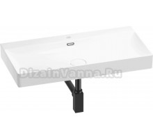 Накладная раковина Wellsee Bromance 201001807 90 глянцевая белая, матовая черная, прямоугольная, фаянс, с 1 отверстием под смеситель