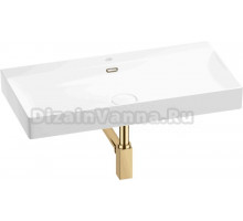 Накладная раковина Wellsee Bromance 201001808 90 глянцевая белая, золото, прямоугольная, фаянс, с 1 отверстием под смеситель