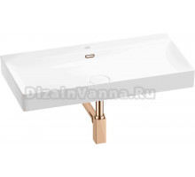 Накладная раковина Wellsee Bromance 201001809 90 глянцевая белая, розовое золото, прямоугольная, фаянс, с 1 отверстием под смеситель